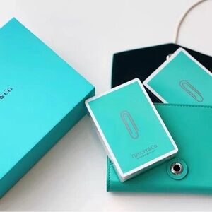 Authentic TIFFANY & CO Poker Leather Bag Set Lock Box Home Decor Wedding Gift